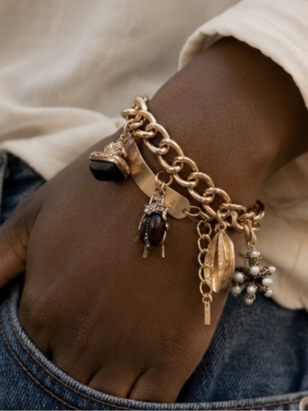 Gilded Vintage Charm Luxe Chain Bracelet